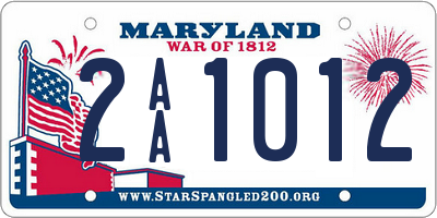 MD license plate 2AA1012