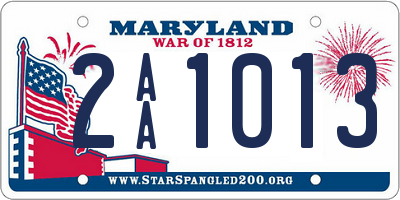 MD license plate 2AA1013