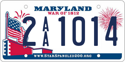 MD license plate 2AA1014