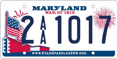 MD license plate 2AA1017