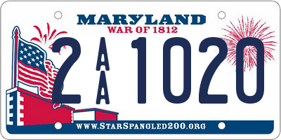 MD license plate 2AA1020