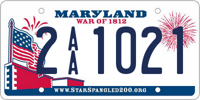 MD license plate 2AA1021