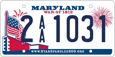 MD license plate 2AA1031