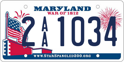 MD license plate 2AA1034