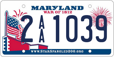 MD license plate 2AA1039