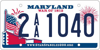 MD license plate 2AA1040