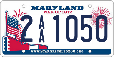 MD license plate 2AA1050