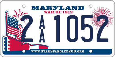 MD license plate 2AA1052