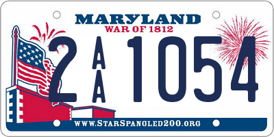 MD license plate 2AA1054