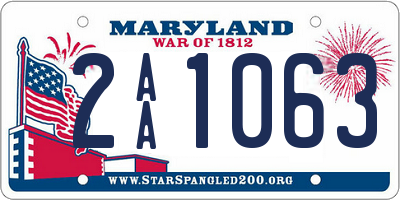 MD license plate 2AA1063