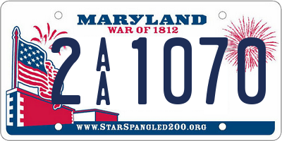 MD license plate 2AA1070