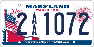 MD license plate 2AA1072