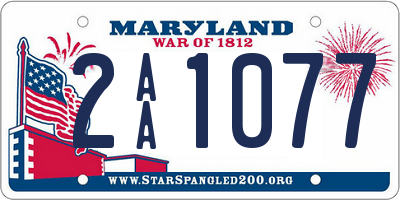 MD license plate 2AA1077