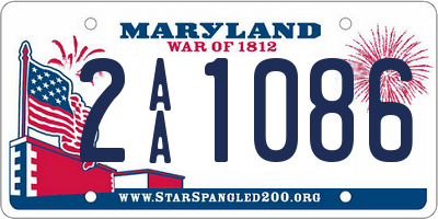 MD license plate 2AA1086