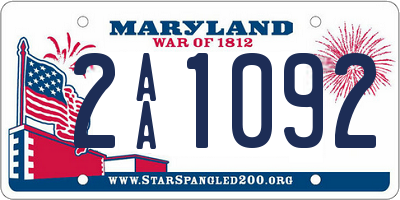 MD license plate 2AA1092