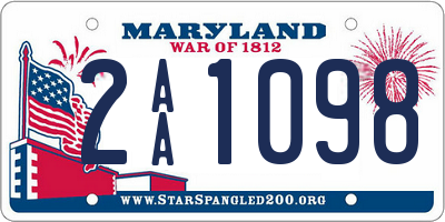 MD license plate 2AA1098