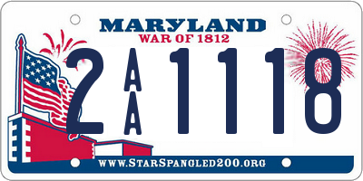 MD license plate 2AA1118