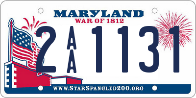 MD license plate 2AA1131