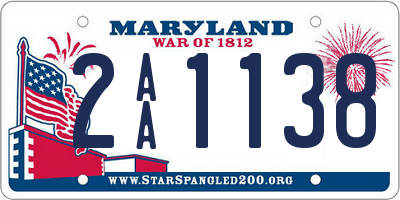 MD license plate 2AA1138