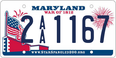 MD license plate 2AA1167