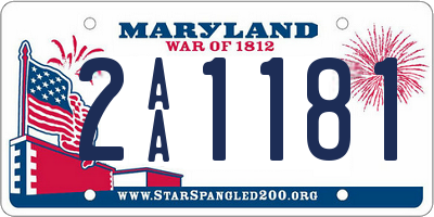 MD license plate 2AA1181