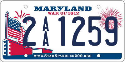 MD license plate 2AA1259