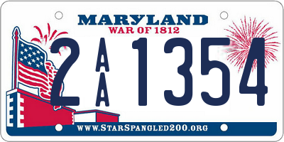 MD license plate 2AA1354