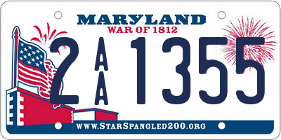 MD license plate 2AA1355