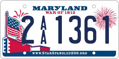MD license plate 2AA1361