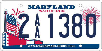MD license plate 2AA1380