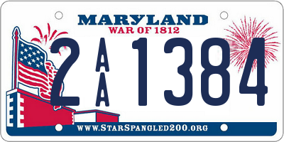 MD license plate 2AA1384