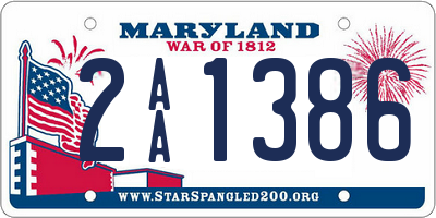MD license plate 2AA1386