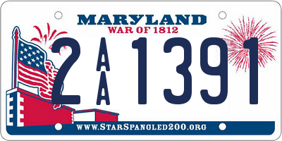 MD license plate 2AA1391