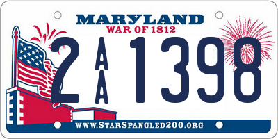 MD license plate 2AA1398