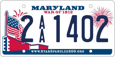 MD license plate 2AA1402