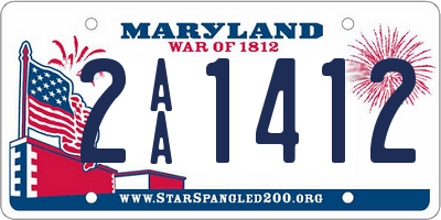 MD license plate 2AA1412