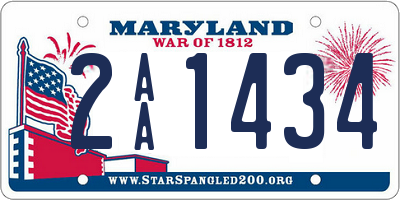 MD license plate 2AA1434