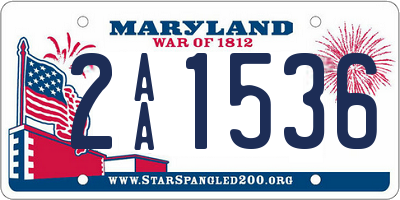 MD license plate 2AA1536