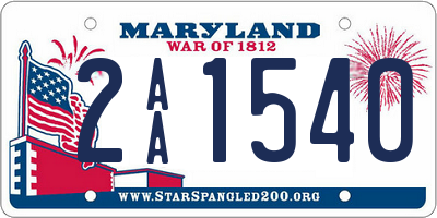 MD license plate 2AA1540