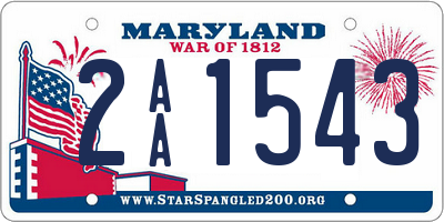 MD license plate 2AA1543