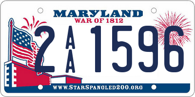 MD license plate 2AA1596
