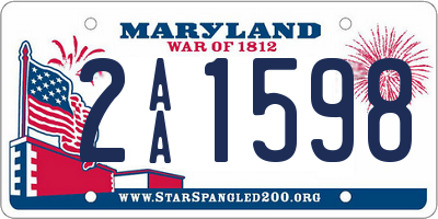 MD license plate 2AA1598