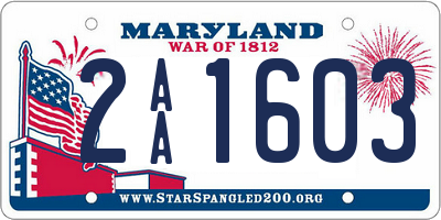 MD license plate 2AA1603
