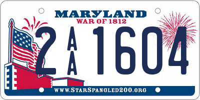 MD license plate 2AA1604