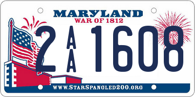 MD license plate 2AA1608