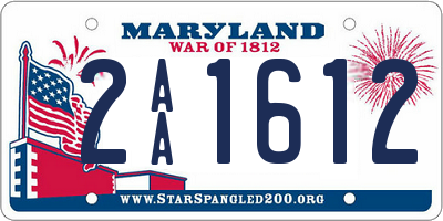 MD license plate 2AA1612