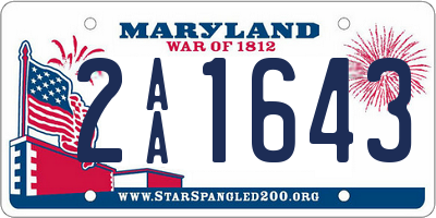 MD license plate 2AA1643