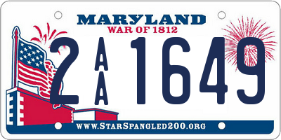 MD license plate 2AA1649