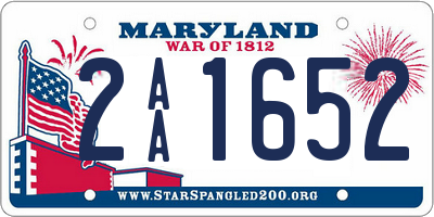 MD license plate 2AA1652