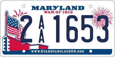 MD license plate 2AA1653